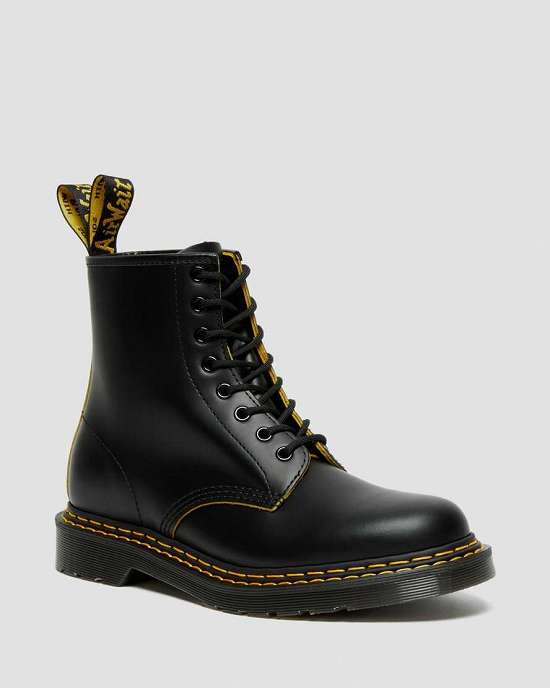 Botas Con Cordones Dr. Martens 1460 Double Stitch Hombre Negros/Amarillos MX-78405